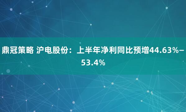 鼎冠策略 沪电股份：上半年净利同比预增44.63%—53.4%